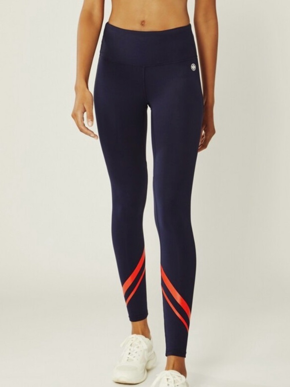 Tory Burch Sport Navy Leggings with Red Chevron Stripes Sz-S.   E8